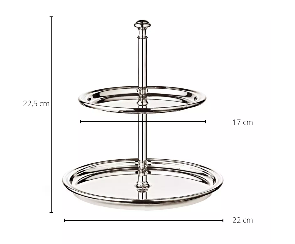 Edzard Etagere Faden (Höhe 22 cm, 2-stöckig), rund, edel versilbert, anlaufgeschützt-Stil-Ambiente-4305