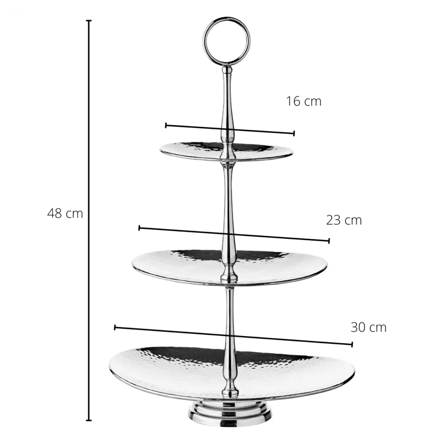 Edzard Etagere Gulf (Höhe 49 cm, 3-stöckig), oval, Edelstahl, gehämmert, hochglanzpoliert-Stil-Ambiente-7709