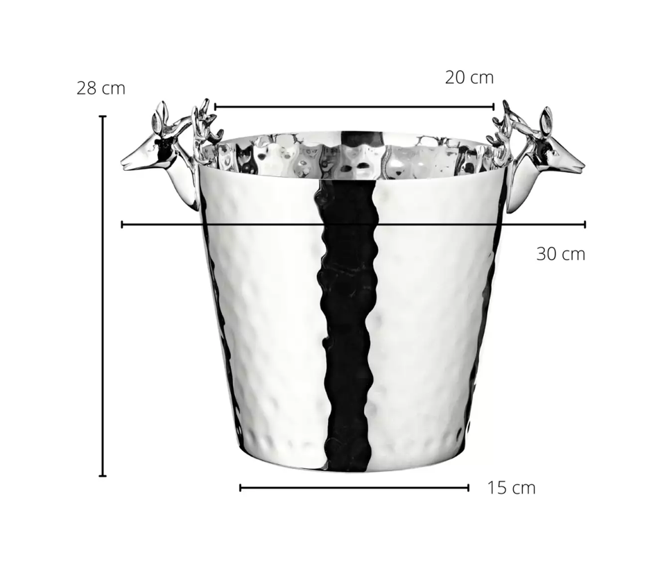 Edzard Flaschenkühler Enit (Höhe 28 cm, Ø 20 cm), mit Hirschkopf-Griffen, Edelstahl, glänzend vernickelt-Stil-Ambiente-6824