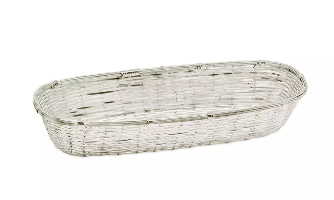 Edzard Korb Brotkorb Baguette (13x34cm), Metall geflochten, länglich, edel versilbert, anlaufgeschützt-Stil-Ambiente-1403