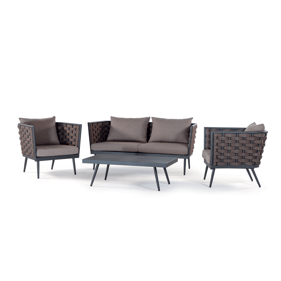 Grattoni Nizza Garten Lounge Set: Luxuriöse 4-teilige Outdoor-Oase-Stil-Ambiente-