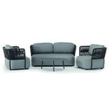 Grattoni Soft Garten Lounge Set - Aluminium mit Seilgeflecht & Textilene - 4-teilig-Stil-Ambiente-Grattoni Soft BLACK/DARK GREY