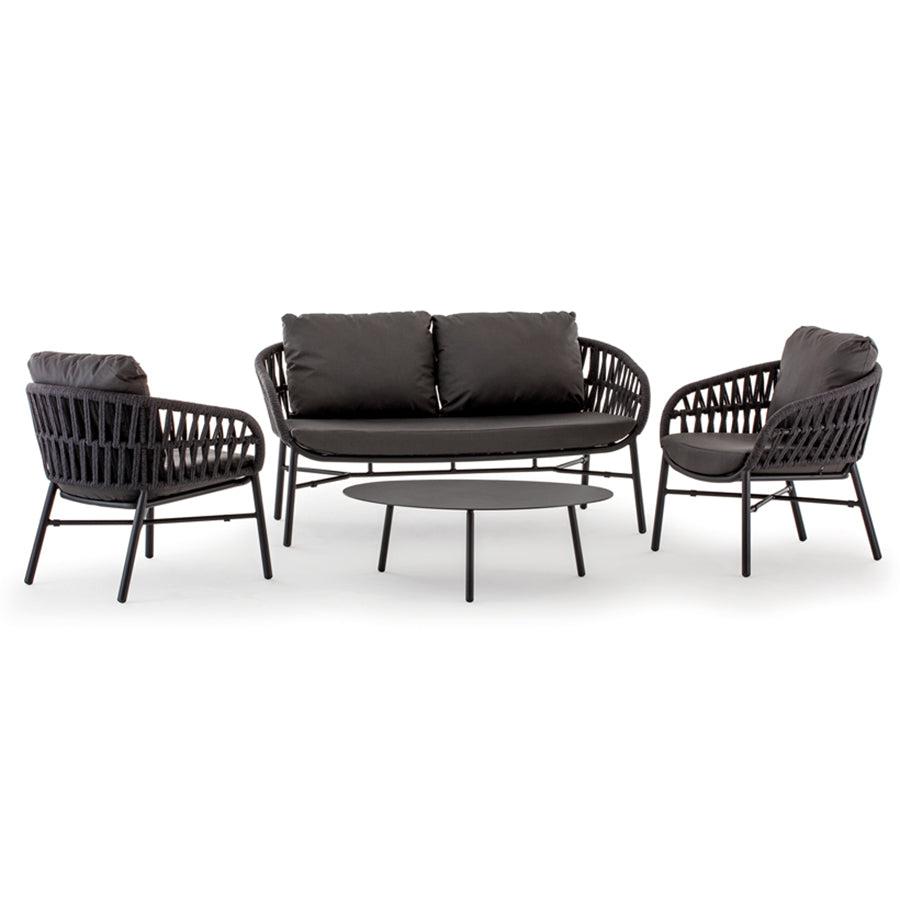 Grattoni Tahiti Garten Lounge Set 4-tlg - Modern & Stapelbarideal-Stil-Ambiente-GrattoniTahitiblack