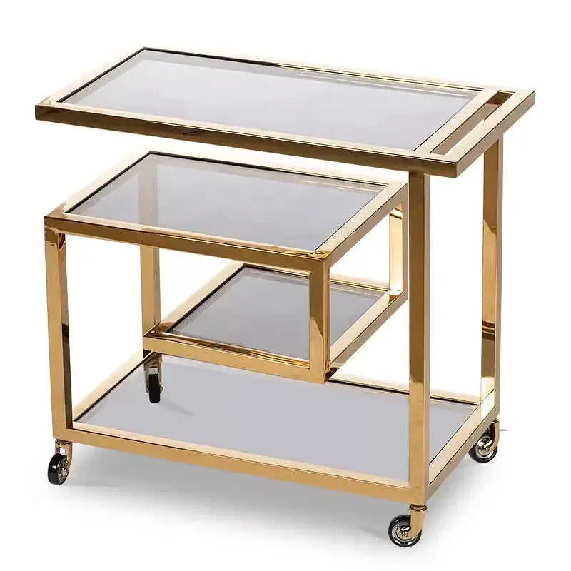 Hazenkamp Bar Trolley Brodie Gold 83x42x78cm W/ Black Glass-9501368622251-www.Stil-Ambiente.de-111432