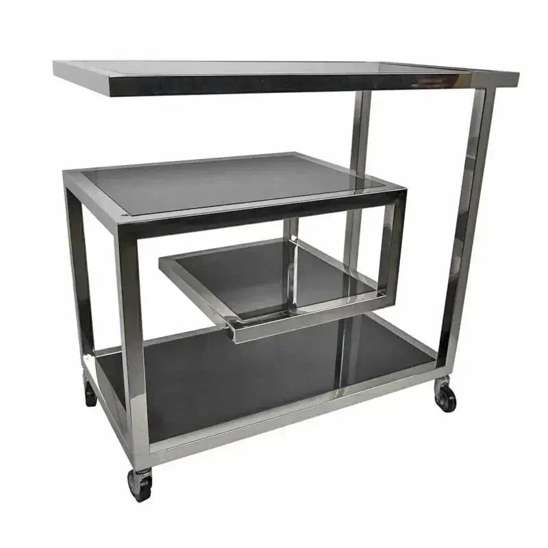 Hazenkamp Barwagen Wesson 83x42x78cm Silber Schwarz Glas-9509918677485-www.Stil-Ambiente.de-110810