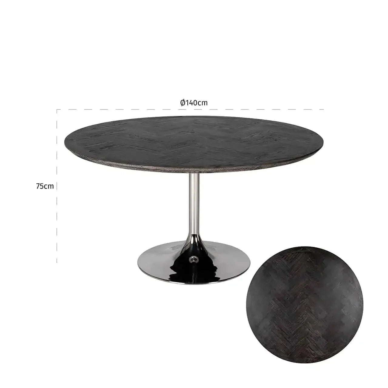 Richmond Interiors Esstisch Blackbone silver 140Ø (Schwarz rostig)-Esstisch-Stil-Ambiente