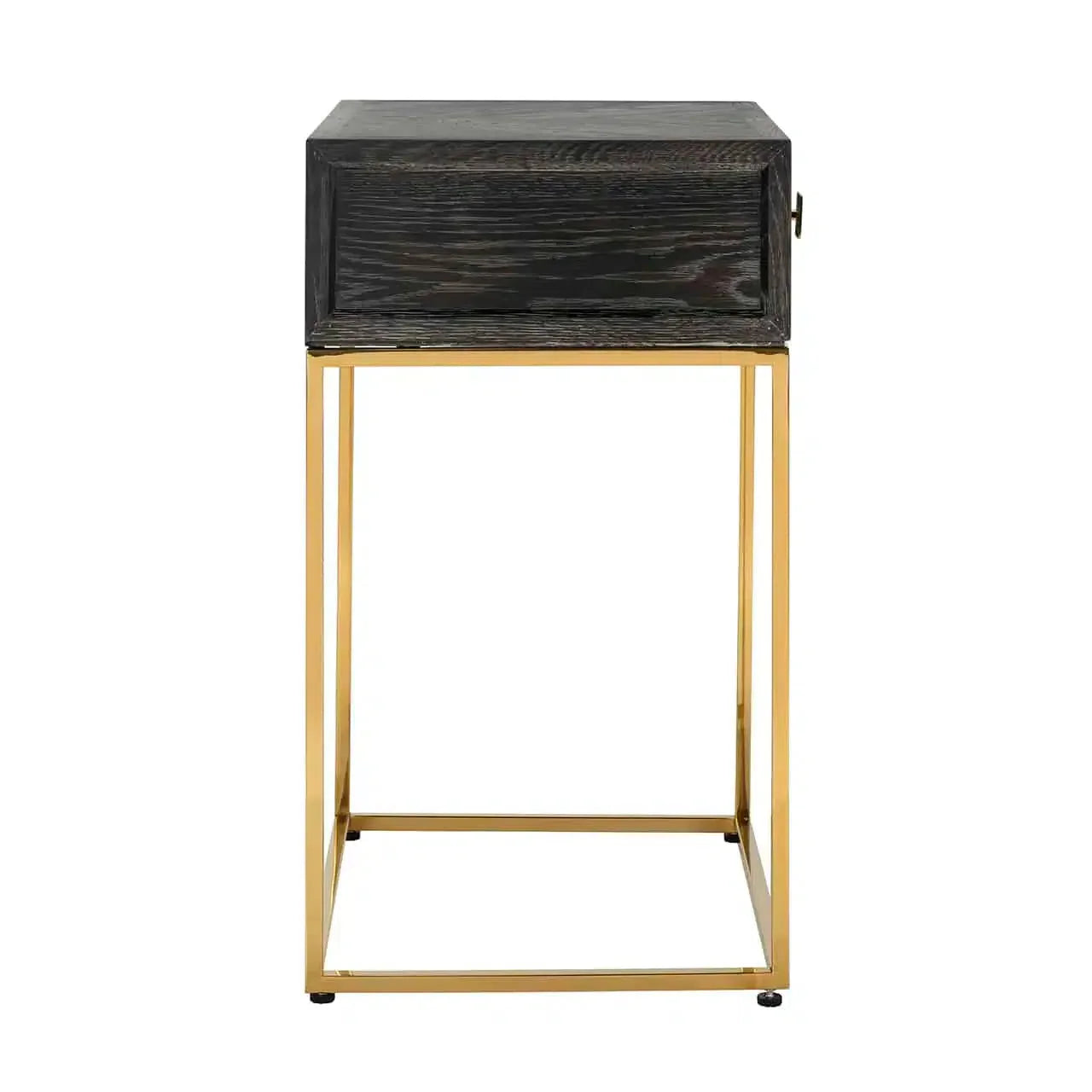 Richmond Interiors Bedside Table Blackbone Gold 1 Drawer (Black Rustic)