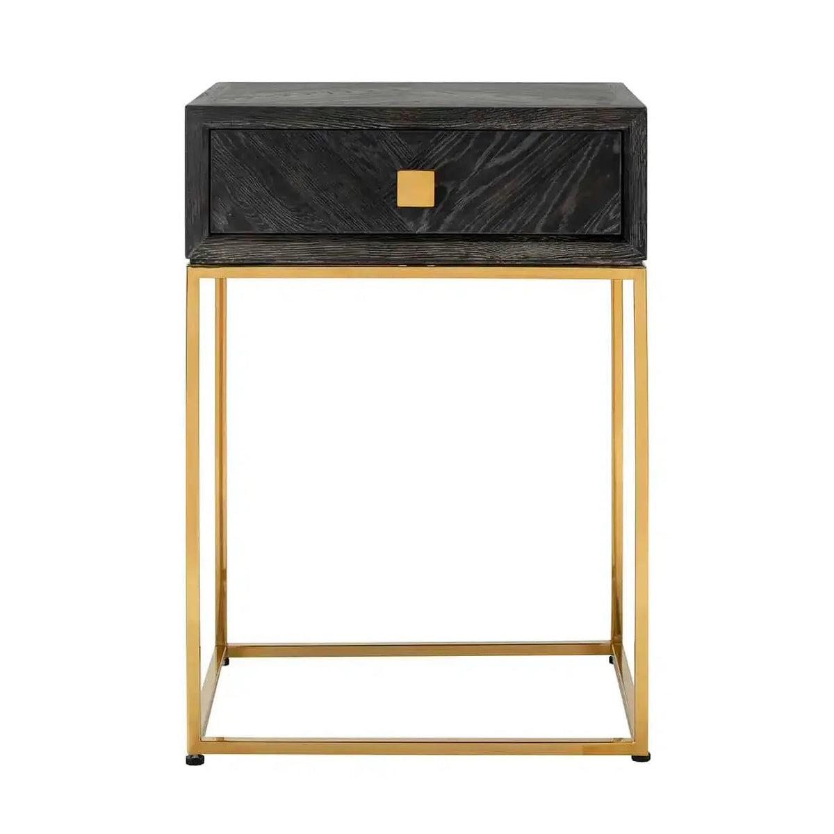 Richmond Interiors Bedside Table Blackbone Gold 1 Drawer (Black Rustic)