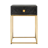 Richmond Interiors Bedside Table Blackbone Gold 1 Drawer (Black Rustic)