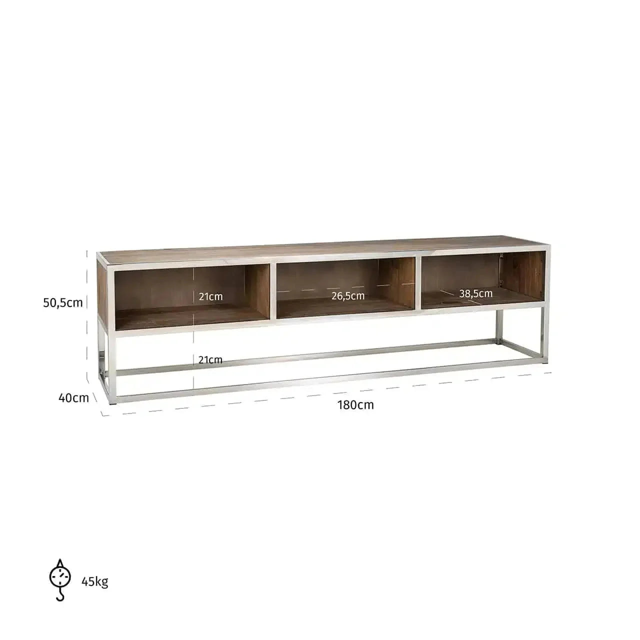 Richmond Interiors TV Board TV Lowboard Fernsehkommode TV-Sideboard Redmond mit 3 offenen Fächern-TV Board-Stil-Ambiente-