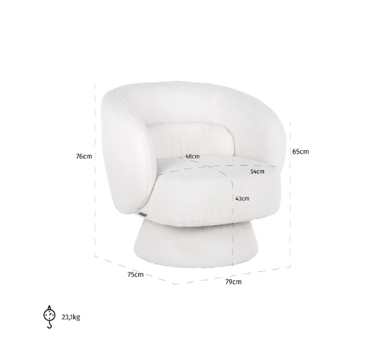 Richmond Interiors Sessel Drehstuhl Senna White Furry-Sessel-Stil-Ambiente-8720621682288