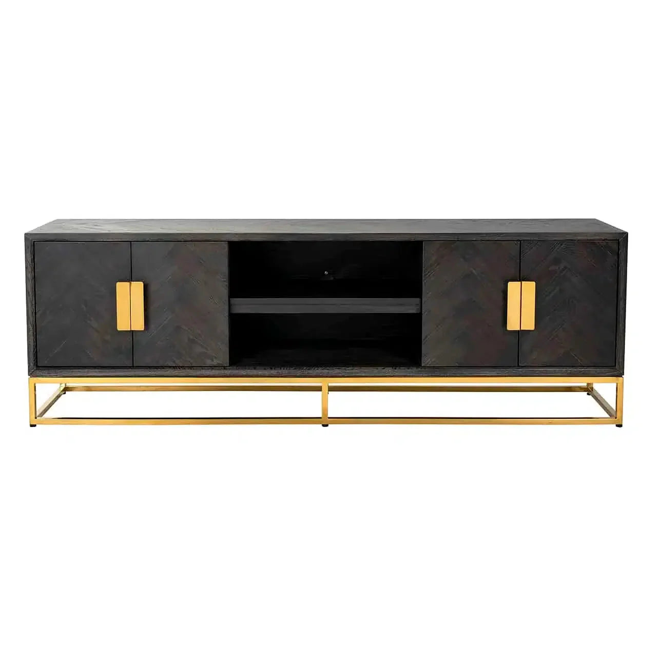 Richmond Interiors TV Sidebard TV Board Fernsehkommode TV-Anrichte 220 Blackbone gold 4-Türen-TV Board-8720621604914-Stil-Ambiente