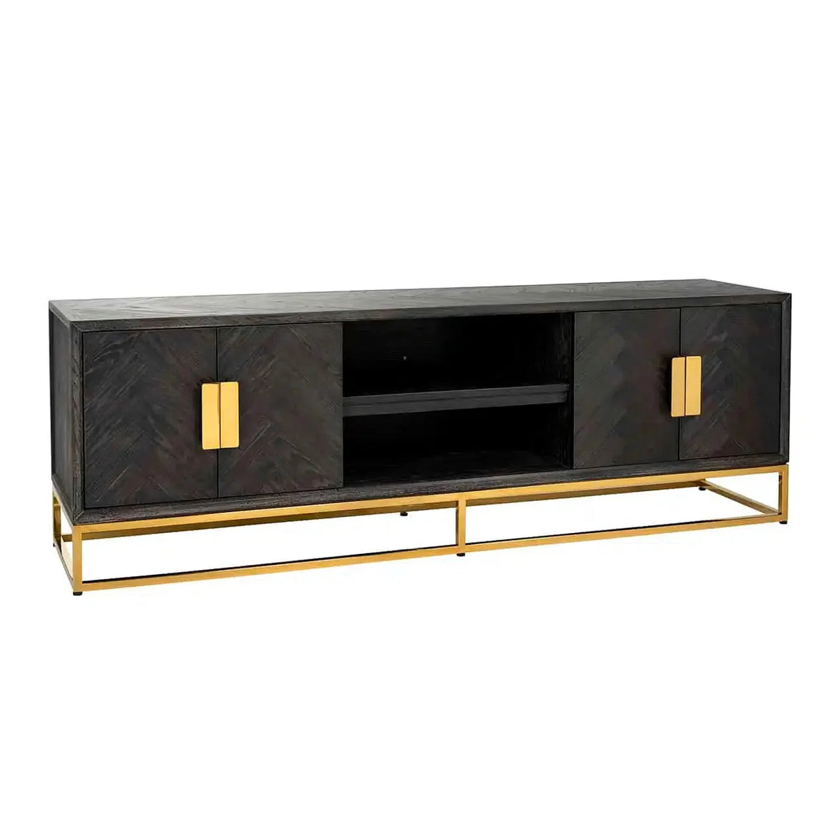 Richmond Interiors TV Sidebard TV Board Fernsehkommode TV-Anrichte 220 Blackbone gold 4-Türen-TV Board-8720621604914-Stil-Ambiente