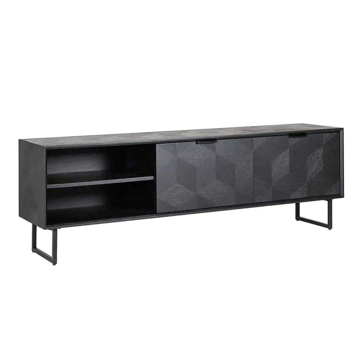 Richmond Interiors TV Sidebard TV Board Fernsehkommode TV-Anrichte Blax 2 Klappen 1 Einlegeboden (Schwarz)-TV Board-8720621605492-Stil-Ambiente