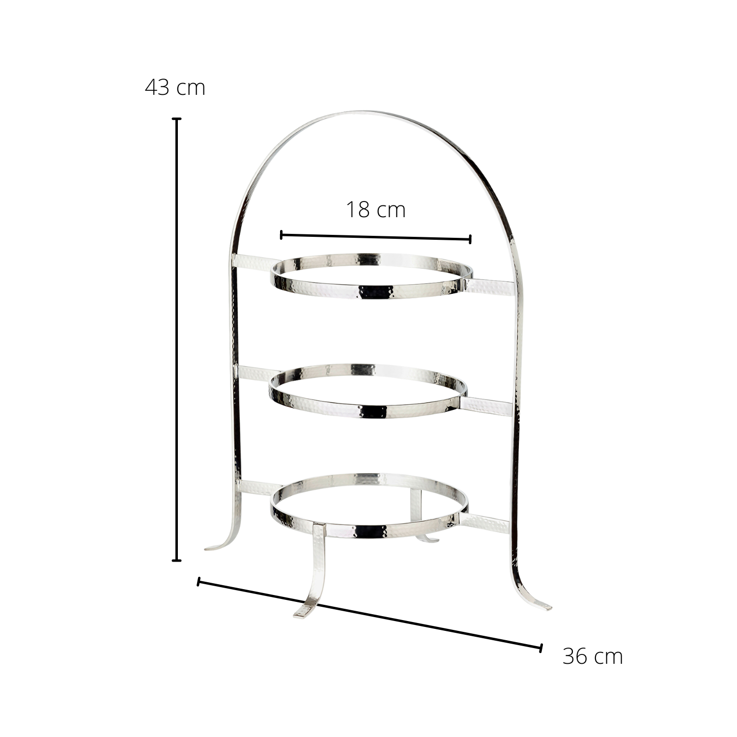 Telleretagere Sina (Höhe 43 cm) gehämmert, schwerversilbert, für 3 Teller Ø 20 bis 28 cm-Stil-Ambiente-4436