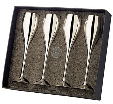 Edzard 4er Set Sektkelch Sektflöte Dodo, edel versilbert, Höhe 23 cm, Füllmenge 200 ml-Sektgläser-Stil-Ambiente-1594