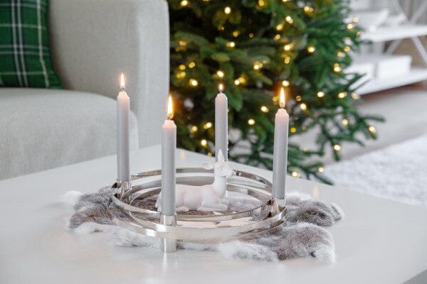 Edzard Adventskranz Avia, Aluminium vernickelt silberfarben-adventskranz-Stil-Ambiente-0202