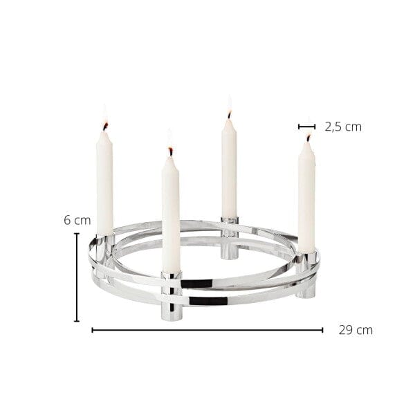 Edzard Adventskranz Avia, Aluminium vernickelt silberfarben-adventskranz-Stil-Ambiente-0202