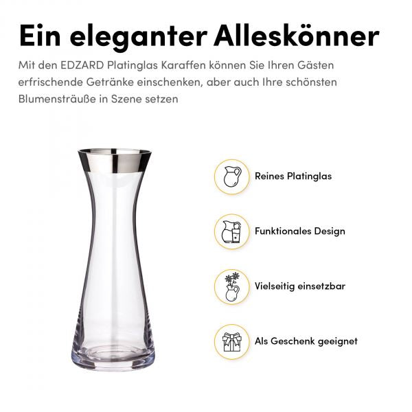 Edzard Karaffe Hendrik, mundgeblasenes Kristallglas mit Platinrand-Vase-Stil-Ambiente-2595