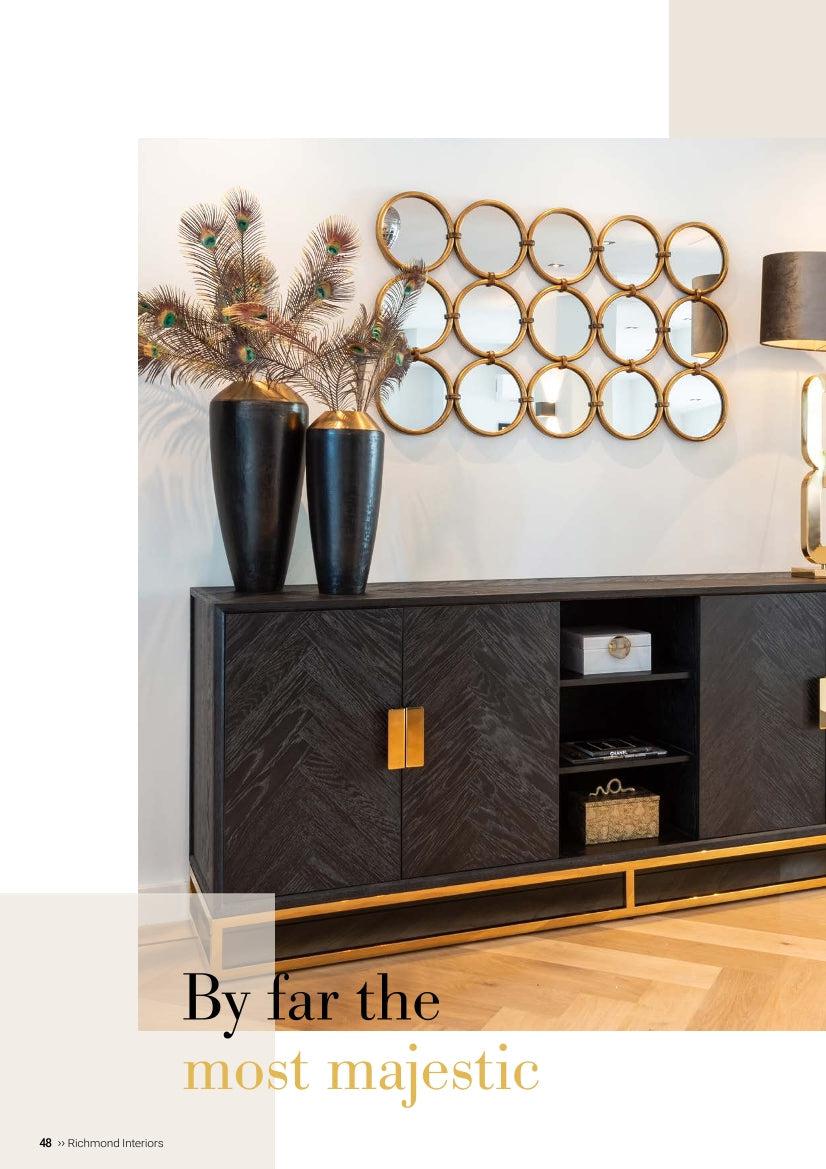 Richmond Interiors Shelf Blackbone Bookcase Cabinet Cabinet Book Hall Brass 2-Door (Μαύρο Ρουστίκ)