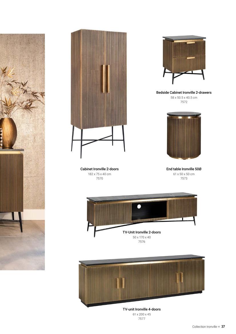 Richmond Interiors Plank Hänchrank Cabinet Ironville 2-deurs (goud)