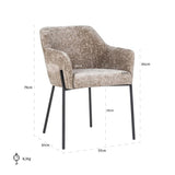 Richmond Interiors Esszimmerstuhl Samt Design Arm Chair Fire Retardant Beige-Esszimmerstuhl-Stil-Ambiente-