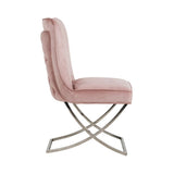 Richmond Interiors Esszimmerstuhl Scarlett Rosa Velvet Samt Edelstahl Luxus Dining Chair-Esszimmerstuhl-Stil-Ambiente-