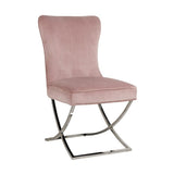 Richmond Interiors Esszimmerstuhl Scarlett Rosa Velvet Samt Edelstahl Luxus Dining Chair-Esszimmerstuhl-Stil-Ambiente-