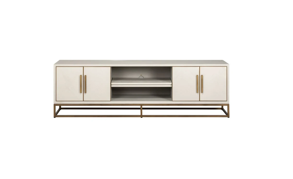 Richmond Interiors Fernsehkommode Whitebone brass 4-Türen 200cm-8720621694625-Stil-Ambiente-7791