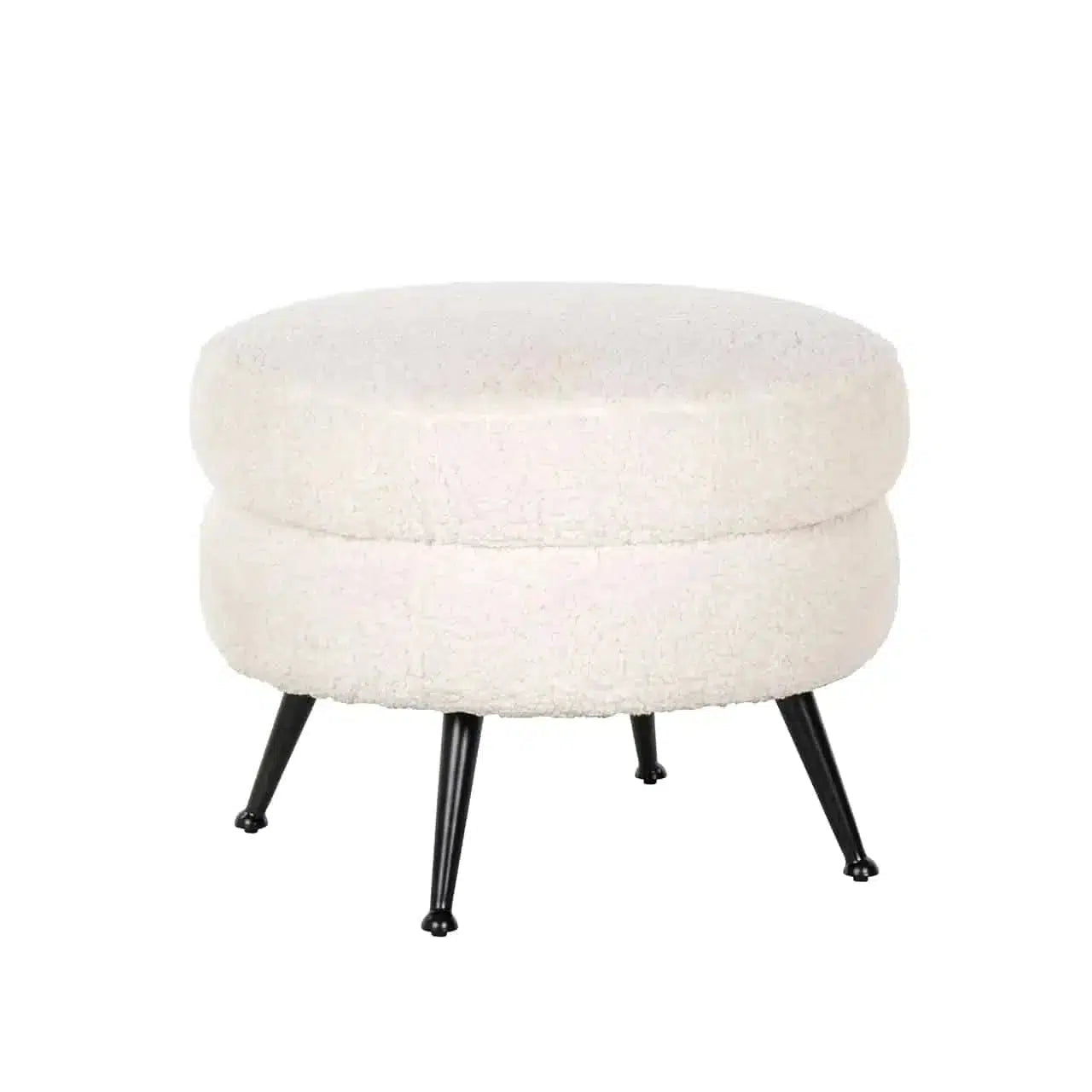 Richmond Interiors Hocker Amelia white faux Sheep / black-hocker-Stil-Ambiente-8720621662945