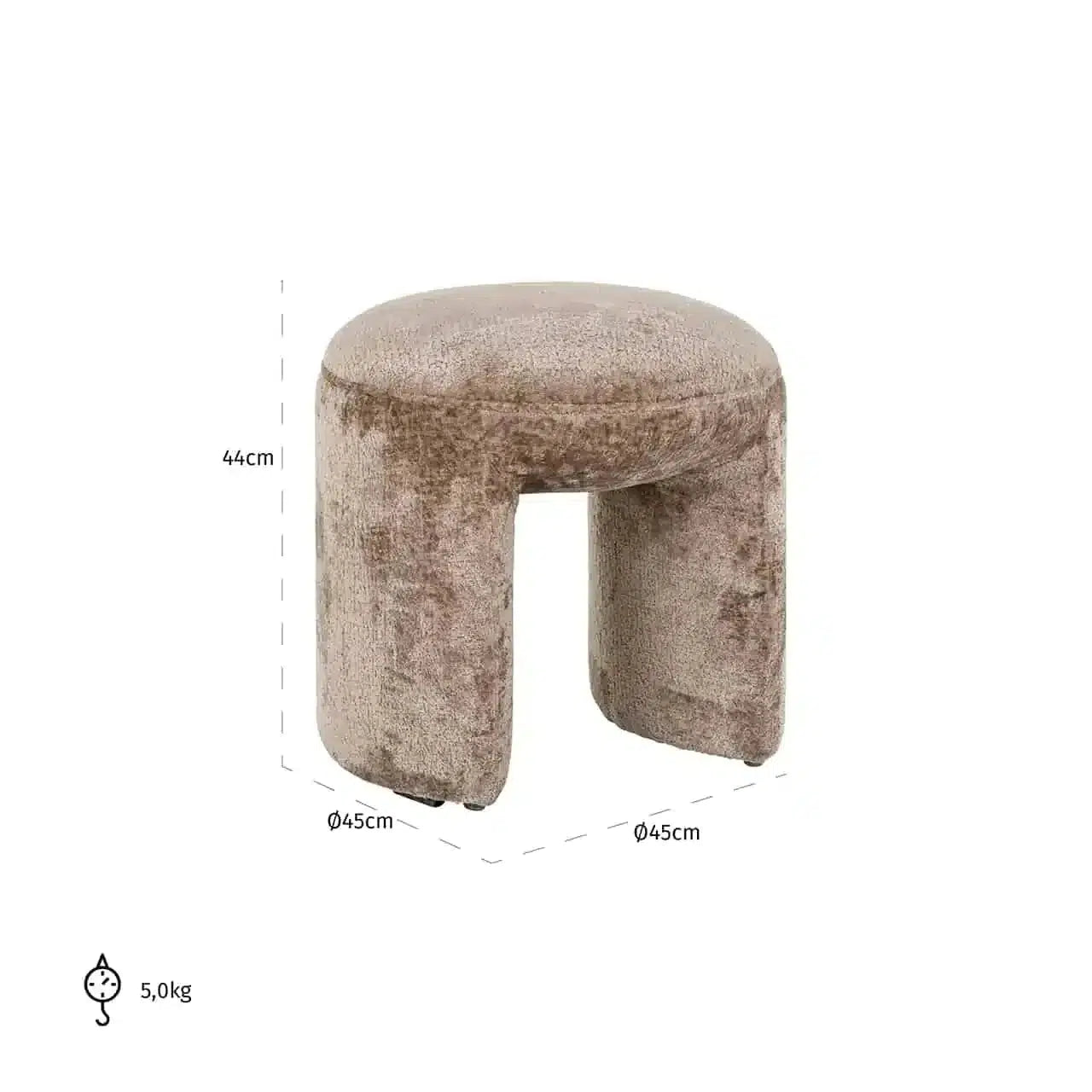 Richmond Interiors Hocker Pouf Fargo taupe chenille (Bergen 104 taupe chenille)-hocker-Stil-Ambiente-8720621675389