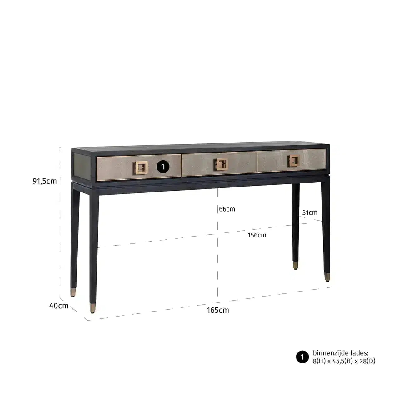 Richmond Interiors Konsolentisch Wandtisch Bloomingville 3-Schublade (Gold)-Konsole-Stil-Ambiente-8720621605317