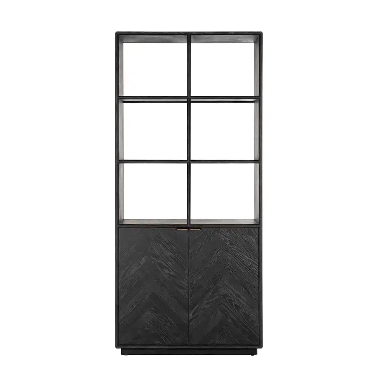 Richmond Interiors Regal Blackbone Book Cabinet Cabinet Shabshelf Brass 2-drzwiowy (czarny rustykalny)