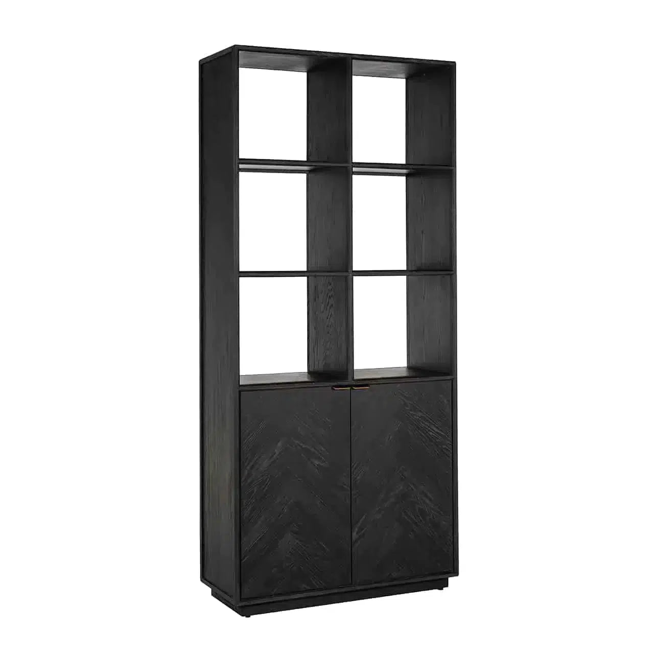 Richmond Interiors Relf Blackbone Bibliotecă Cabinet Cabinet Book Hall Brass cu 2 uși (Black Rustic)