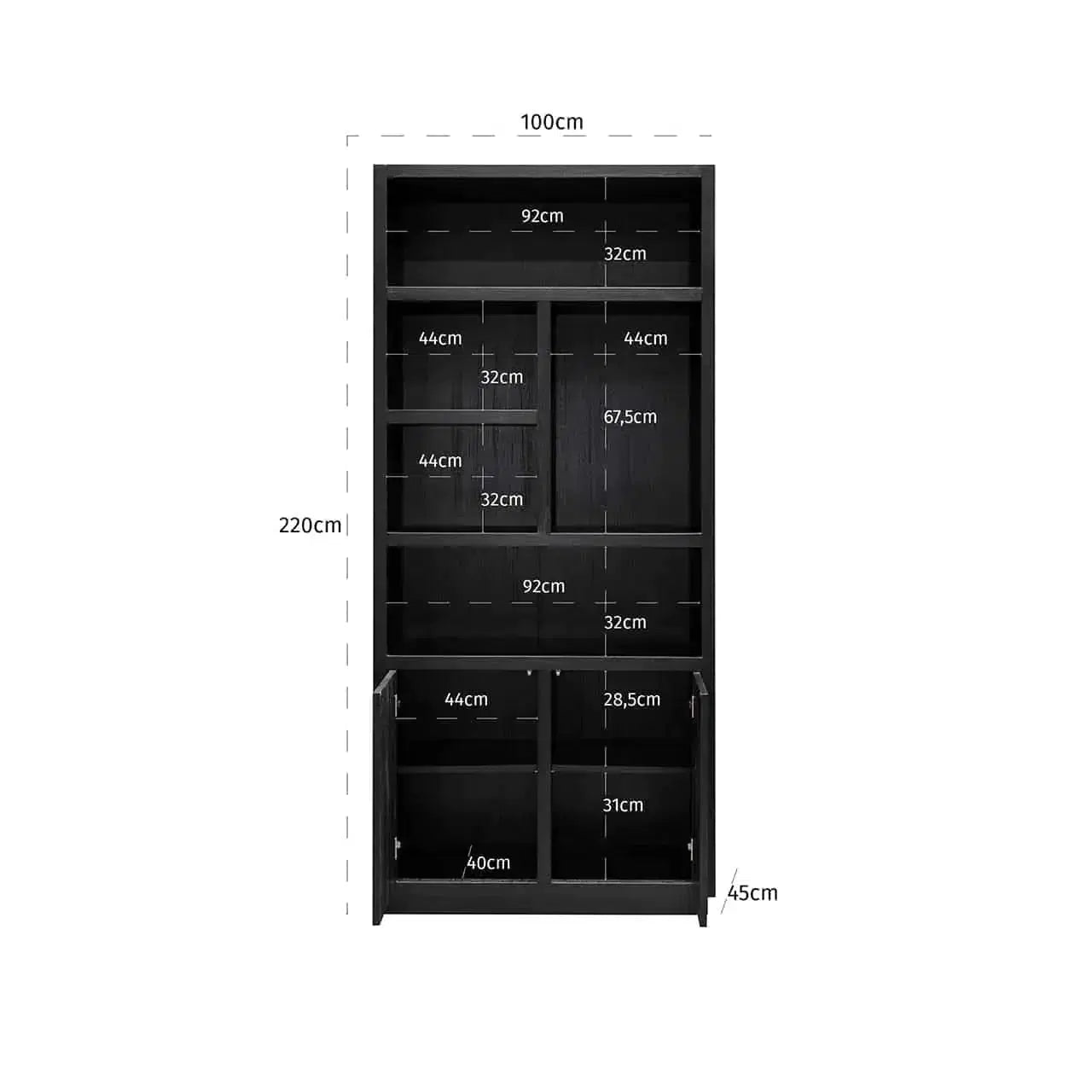 Richmond Interiors Shelf Book Cabine Cabinet Oakura 2 врати