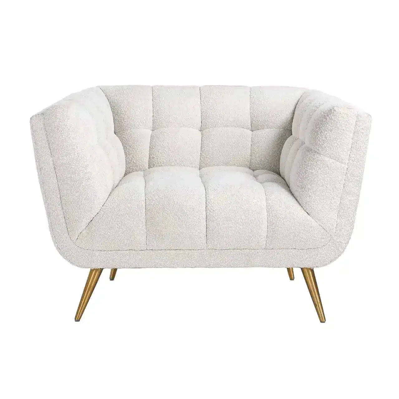 Richmond Interiors Sessel Huxley Weißer Bouclé / Brushed gold (Copenhagen 900 Bouclé Weiß)-Sessel-Stil-Ambiente-8720621663508