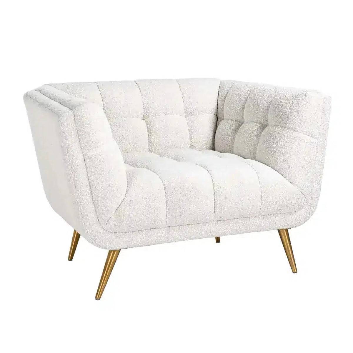 Richmond Interiors Sessel Huxley Weißer Bouclé / Brushed gold (Copenhagen 900 Bouclé Weiß)-Sessel-Stil-Ambiente-8720621663508