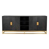 Richmond Interiors Sideboard Anrichte Blackbone gold 4-Türer + offenes Fach (Schwarz rustikal)-sideboard-Stil-Ambiente-8720621604921