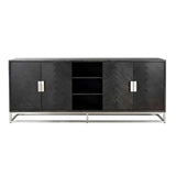 Richmond Interiors Sideboard Anrichte Blackbone silver 4-Türer + offenes Fach (Schwarz rustikal)-sideboard-Stil-Ambiente-8720621604624