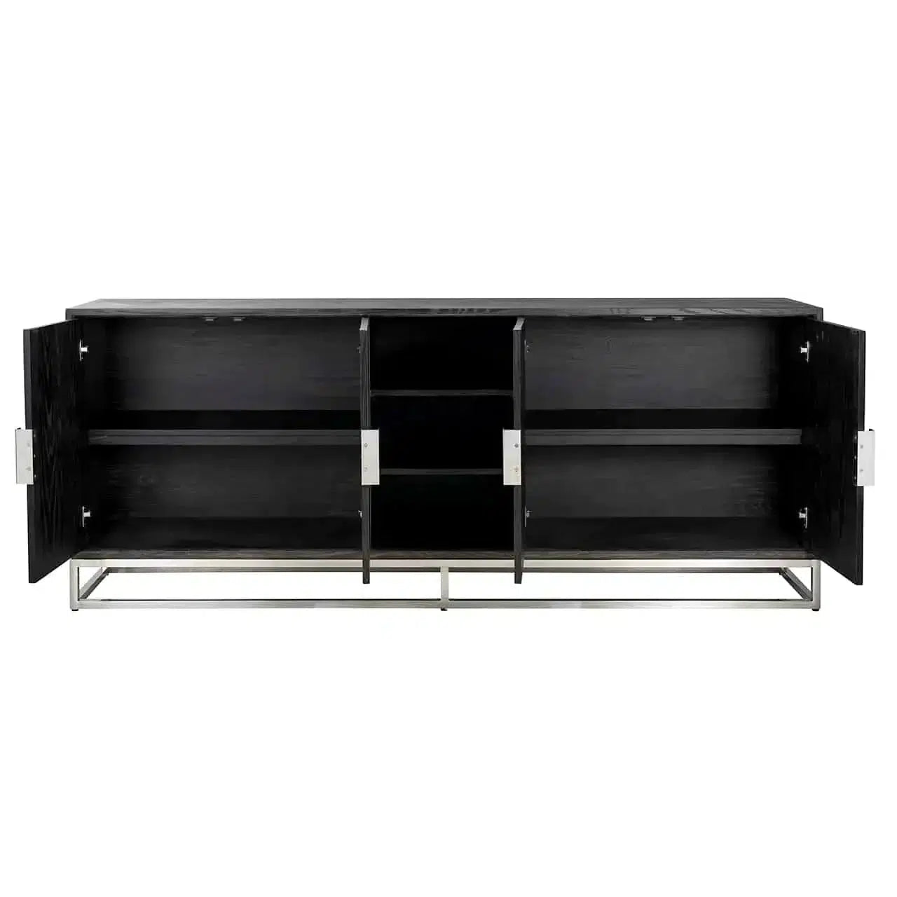 Richmond Interiors Sideboard Anrichte Blackbone silver 4-Türer + offenes Fach (Schwarz rustikal)-sideboard-Stil-Ambiente-8720621604624