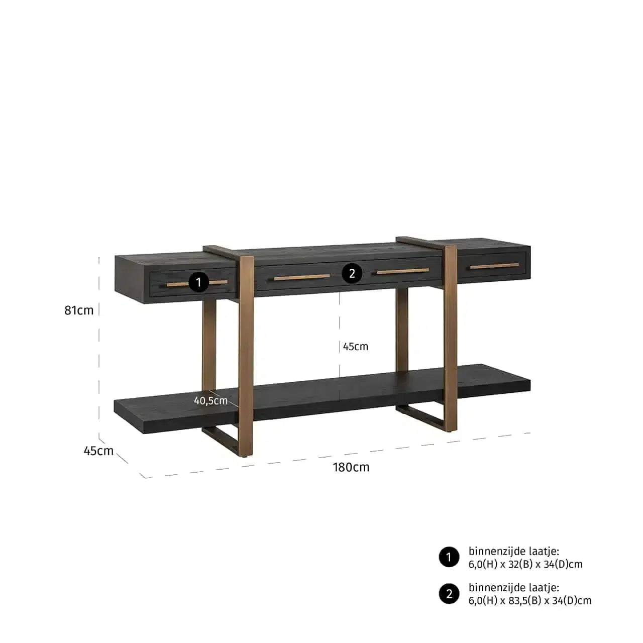 Richmond Interiors Sideboard Anrichte Cambon 3-Schubladen (Dunkel coffee)-sideboard-Stil-Ambiente-8720621684114