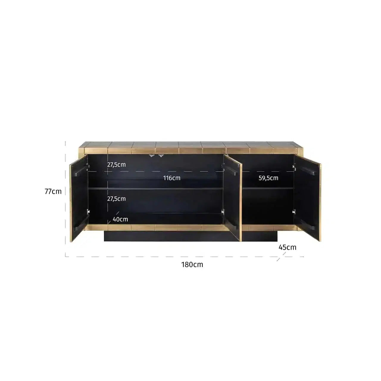 Richmond Interiors Sideboard Anrichte Collada 3-türig (Gold)-sideboard-Stil-Ambiente-8720621685401