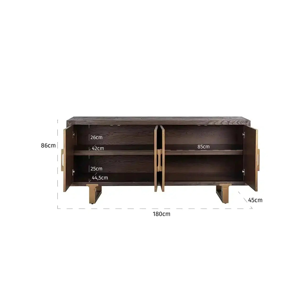 Richmond Interiors Sideboard Anrichte Cromford Mill 4-türig (Brushed Gold)-sideboard-Stil-Ambiente-8720621605867