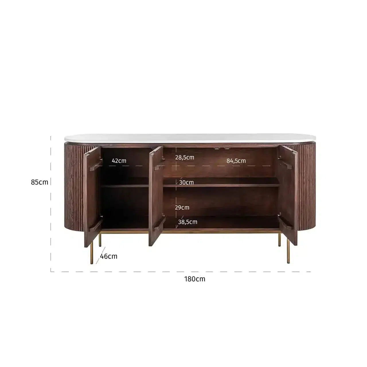 Richmond Interiors Sideboard Sideboard Barkley 3-türig (Brushed Gold)-sideboard-Stil-Ambiente-8720621605546