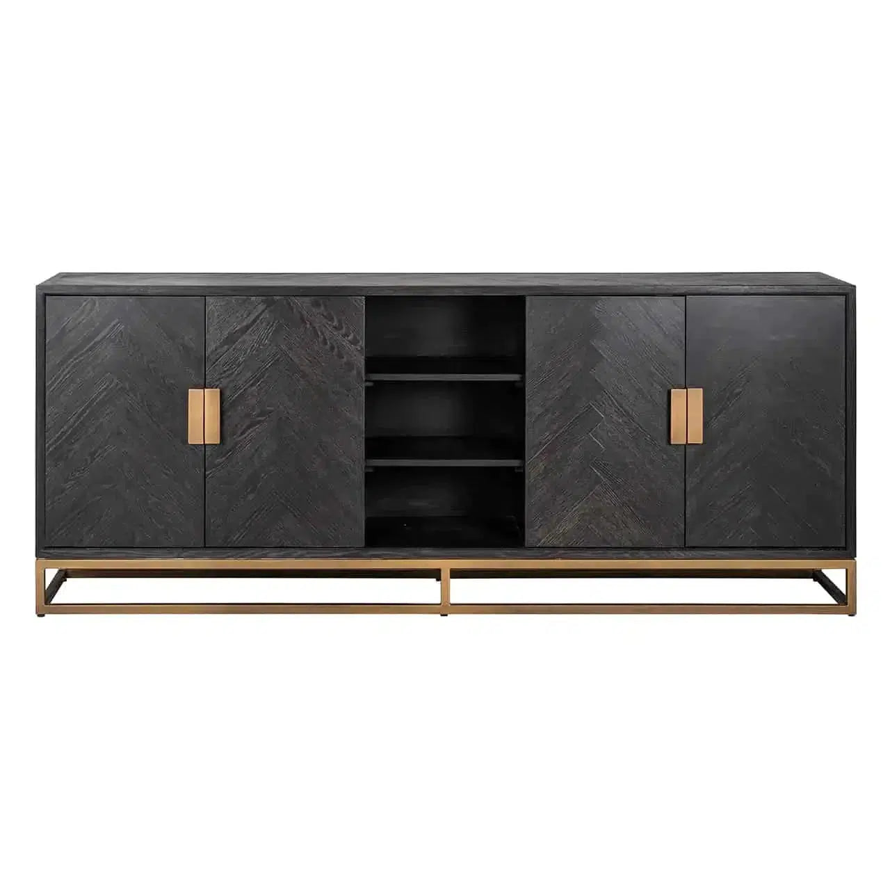 Richmond Interiors Sideboard Blackbone brass 4-türig + offenes Fach (Schwarz rustikal)-sideboard-Stil-Ambiente-8720621604433