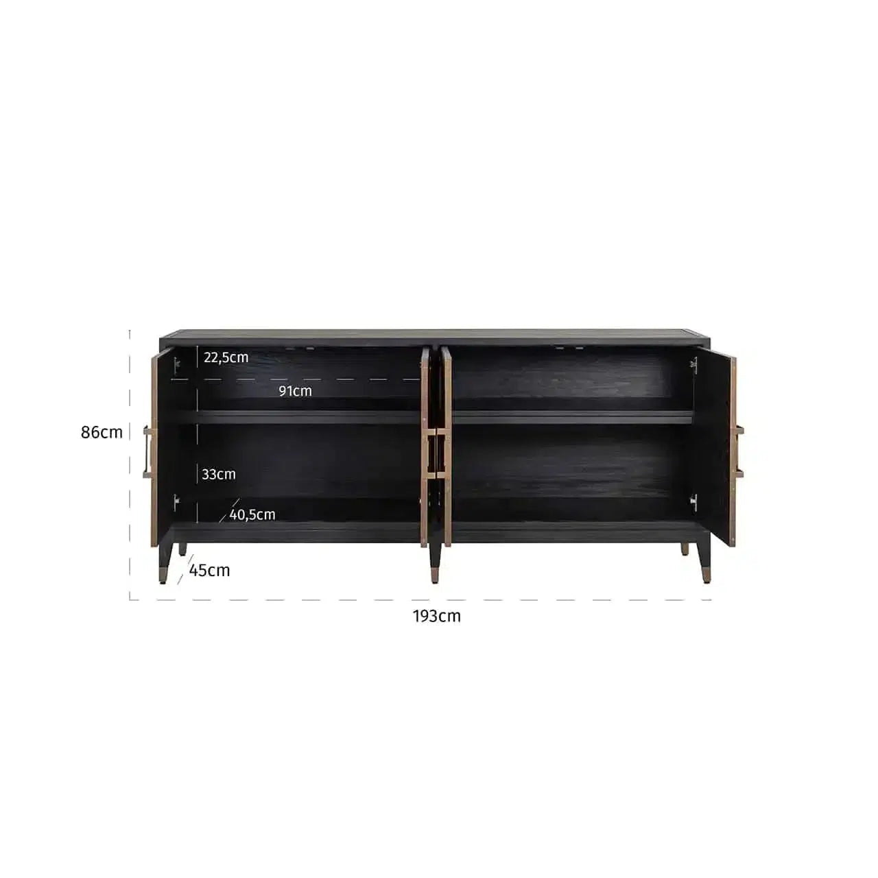 Richmond Interiors Sideboard Bloomingville 4-türig (Gold)-sideboard-Stil-Ambiente-8720621605287