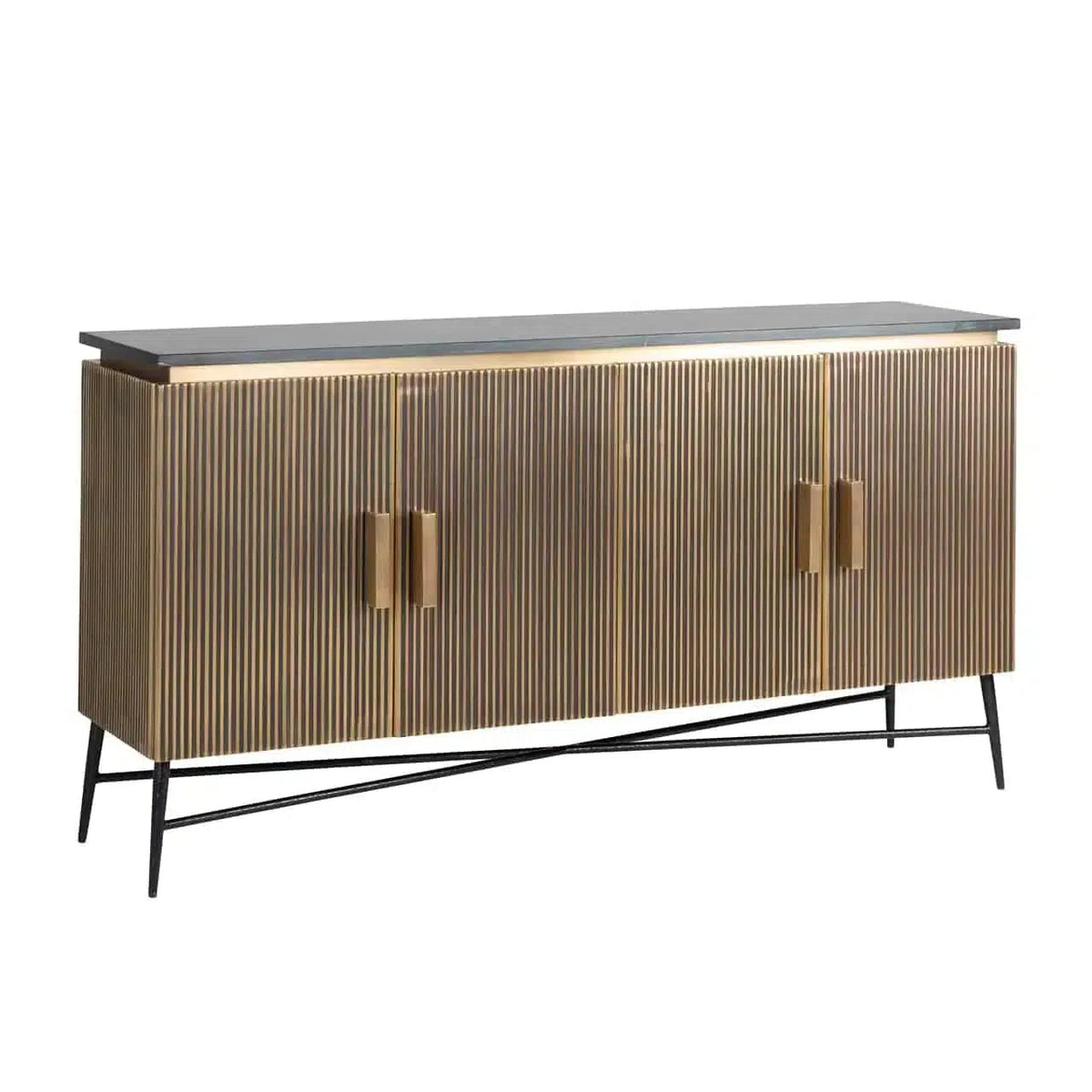 Richmond Interiors Sideboard Ironville 4-türig (Gold)-sideboard-Stil-Ambiente-8720621605577