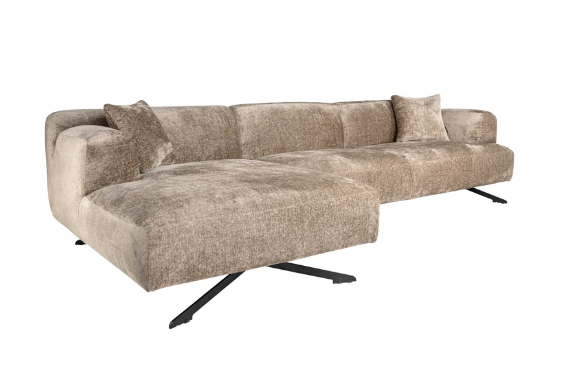 Richmond Interiors Sofa Couch Donovan 3-seats + lounge left (Bergen 104 taupe chenille)-Sofa-Stil-Ambiente-872062168667