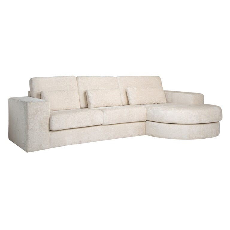 Richmond Interiors Sofa Couch Felix 2,5 seats + lounge rechts rund white chenille-Sofa-Stil-Ambiente-