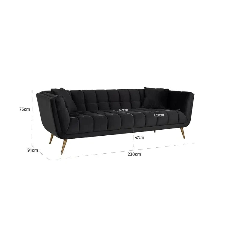 Richmond Interiors Sofa Couch Huxley Antraciet velvet / Brushed gold Samtbezug-Sofa-Stil-Ambiente-8720621663515